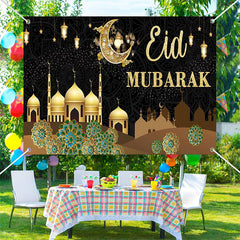 Lofaris Night Sand Color Palace Eid Mubarak Backdrop