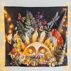 Lofaris Night Weeds Flower Insects Sleeping Sun Wall Tapestry