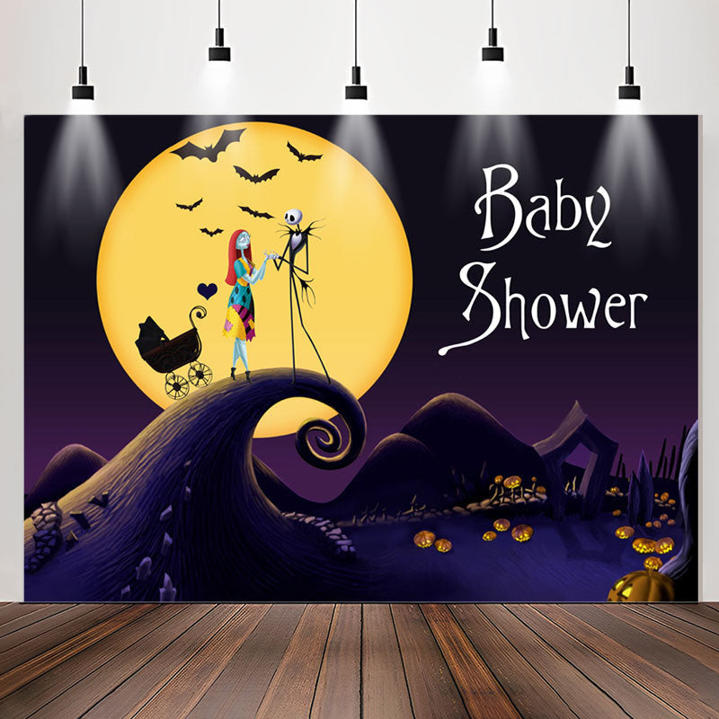 Lofaris Nightmare Halloween Pumpkin Baby Shower Backdrop