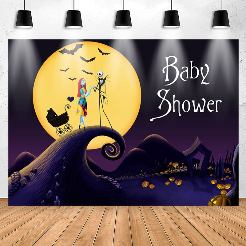 Lofaris Nightmare Halloween Pumpkin Baby Shower Backdrop