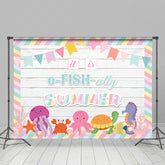 Lofaris O Fish Ally Summer Undersea Animals Wooden Backdrop