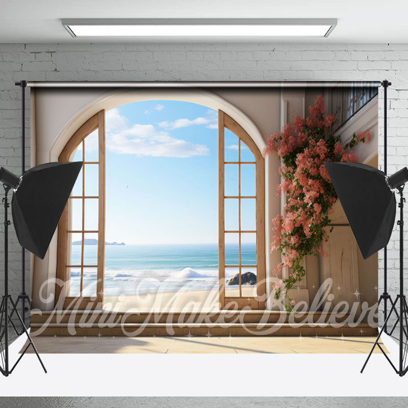 Lofaris Ocean Floral Vines Retro Wall Backdrop For Photo