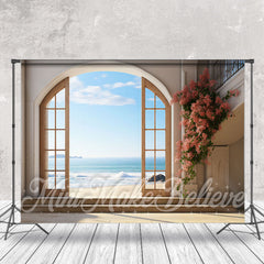 Lofaris Ocean Floral Vines Retro Wall Backdrop For Photo