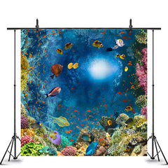 Lofaris Ocean Landscape Colorful Fish Summer Backdrop Decor