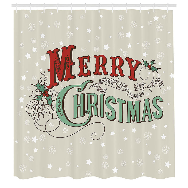 Lofaris Off White Simple Merry Christmas Shower Curtain