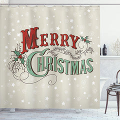 Lofaris Off White Simple Merry Christmas Shower Curtain