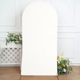 Lofaris Off White Spandex Fit Round Top Backdrop Wedding Arch Cover