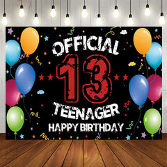 Lofaris Offical Ribbons Balloons Teenager 13th Birthday Backdrop