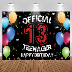 Lofaris Offical Ribbons Balloons Teenager 13th Birthday Backdrop