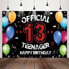 Lofaris Offical Ribbons Balloons Teenager 13th Birthday Backdrop