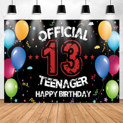 Lofaris Offical Ribbons Balloons Teenager 13th Birthday Backdrop