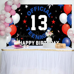 Lofaris Official Teenager Black Stars 13th Birthday Backdrop