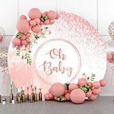 Lofaris Oh Baby Floral Round Gender Reveal Backdrop For Girl