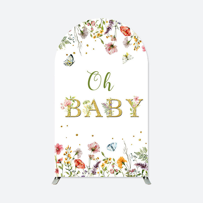Lofaris Oh Baby Flowers Butterfly Shower Arch Backdrop