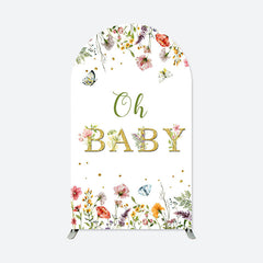 Lofaris Oh Baby Flowers Butterfly Shower Arch Backdrop