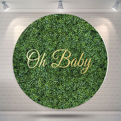 Lofaris Oh Baby Greenery Round Gender Reveal Backdrop Cover