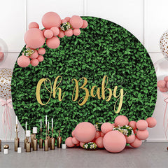 Lofaris Oh Baby Spring Greenery Round Gender Reveal Backdrop