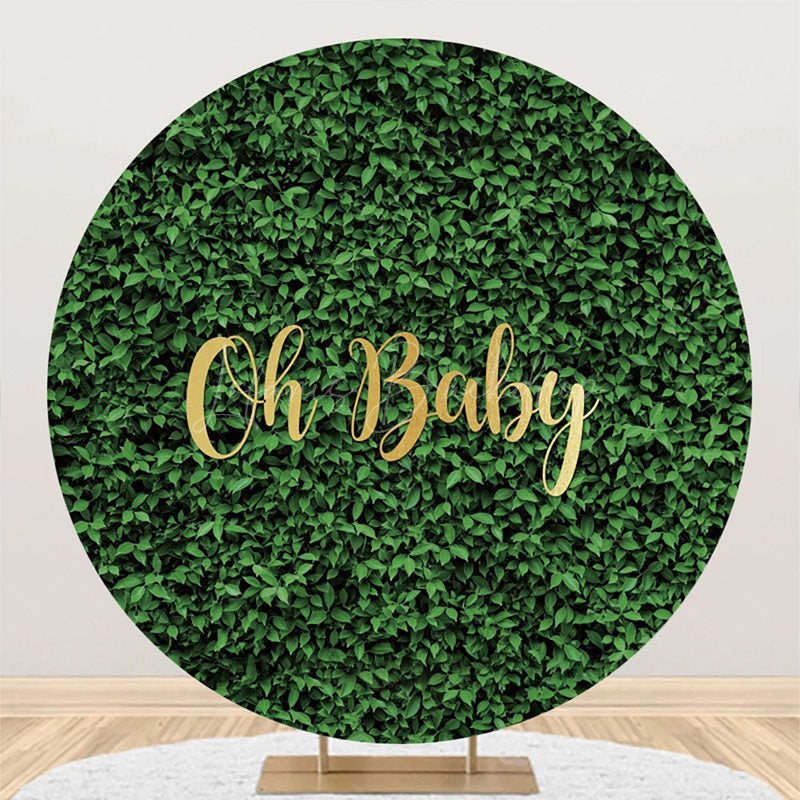 Lofaris Oh Baby Spring Greenery Round Gender Reveal Backdrop