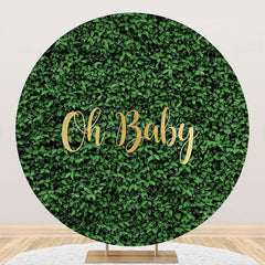 Lofaris Oh Baby Spring Greenery Round Gender Reveal Backdrop