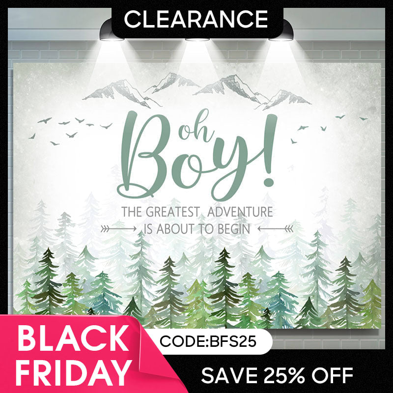 Lofaris (Ship In 24HR) Oh Baby The Greatest Adventure Green Shower Backdrop