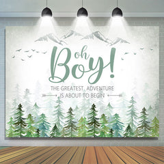 (Ship In 24HR) Oh Baby The Greatest Adventure Green Baby Shower Backdrop