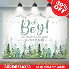 Lofaris (Ship In 24HR) Oh Baby The Greatest Adventure Green Shower Backdrop