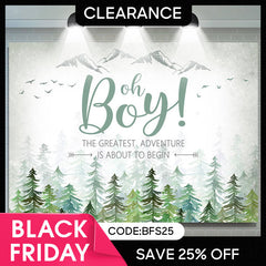 (Ship In 24HR) Oh Baby The Greatest Adventure Green Baby Shower Backdrop