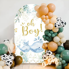 Lofaris Oh Baby Whale Greenery Double Sided Arch Backdrop