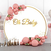 Lofaris Oh Baby White Gold Round Backdrop For Gender Reveal