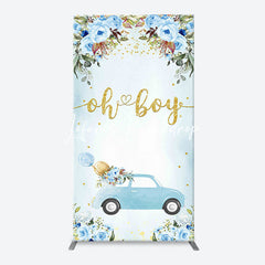 Lofaris Oh Boy Blue Floral Car Arch Baby Shower Backdrop