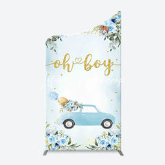 Lofaris Oh Boy Blue Floral Car Arch Baby Shower Backdrop