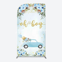 Lofaris Oh Boy Blue Floral Car Arch Baby Shower Backdrop