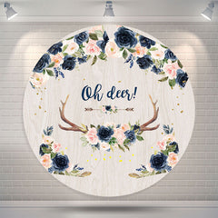 Lofaris Oh Deer Flowers Antler Round Baby Shower Backdrop