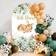 Lofaris Oh Deer Greenery Baby Shower Double Sided Arch Backdrop