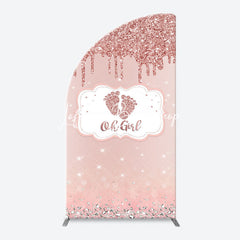 Lofaris Oh Girl Rose Gold Glitter Arch Baby Shower Backdrop