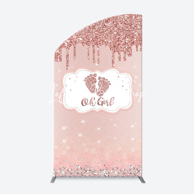 Lofaris Oh Girl Rose Gold Glitter Arch Baby Shower Backdrop