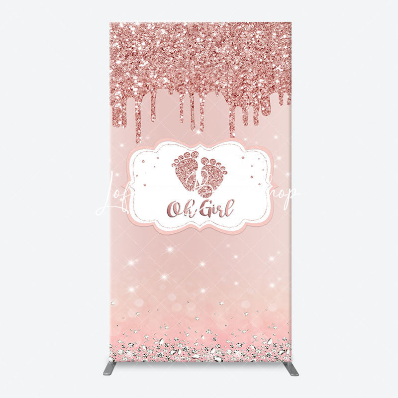 Lofaris Oh Girl Rose Gold Glitter Arch Baby Shower Backdrop