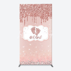 Lofaris Oh Girl Rose Gold Glitter Arch Baby Shower Backdrop