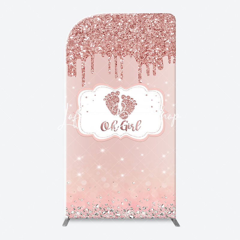 Lofaris Oh Girl Rose Gold Glitter Arch Baby Shower Backdrop