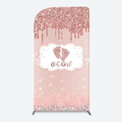 Lofaris Oh Girl Rose Gold Glitter Arch Baby Shower Backdrop