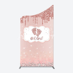 Lofaris Oh Girl Rose Gold Glitter Arch Baby Shower Backdrop