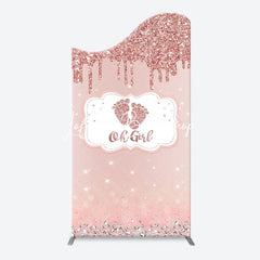 Lofaris Oh Girl Rose Gold Glitter Arch Baby Shower Backdrop