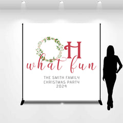 Lofaris Oh What Fun Wreath White Custom Christmas Backdrop