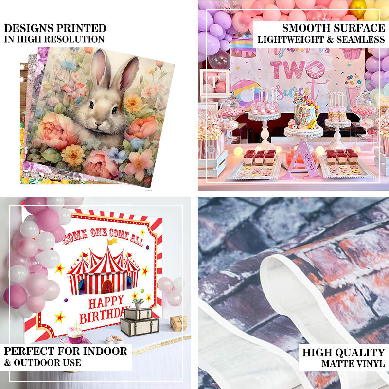 Lofaris Oil Painting Style Bunny Floral Birthday Backdrop