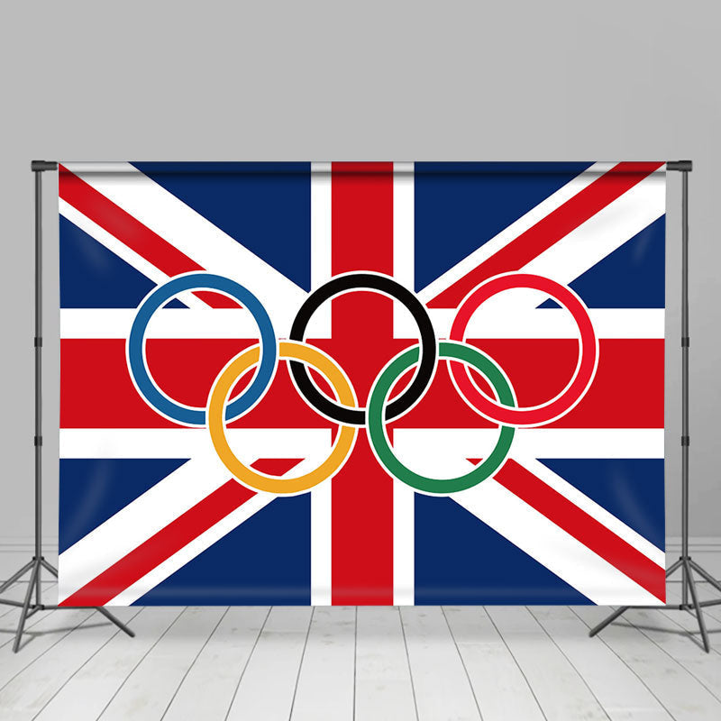 Lofaris Olympic Rings British Flag Sports Party Backdrop