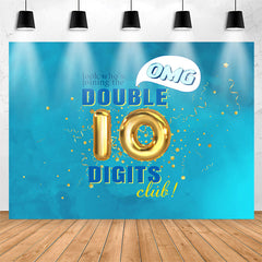 Lofaris OMG Double 10 Digits Club Blue Birthday Backdrop