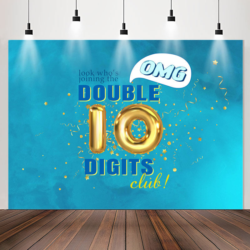 Lofaris OMG Double 10 Digits Club Blue Birthday Backdrop