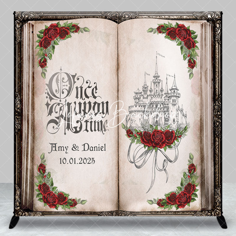 Lofaris Once Upon A Time Book Roses Custom Wedding Backdrop