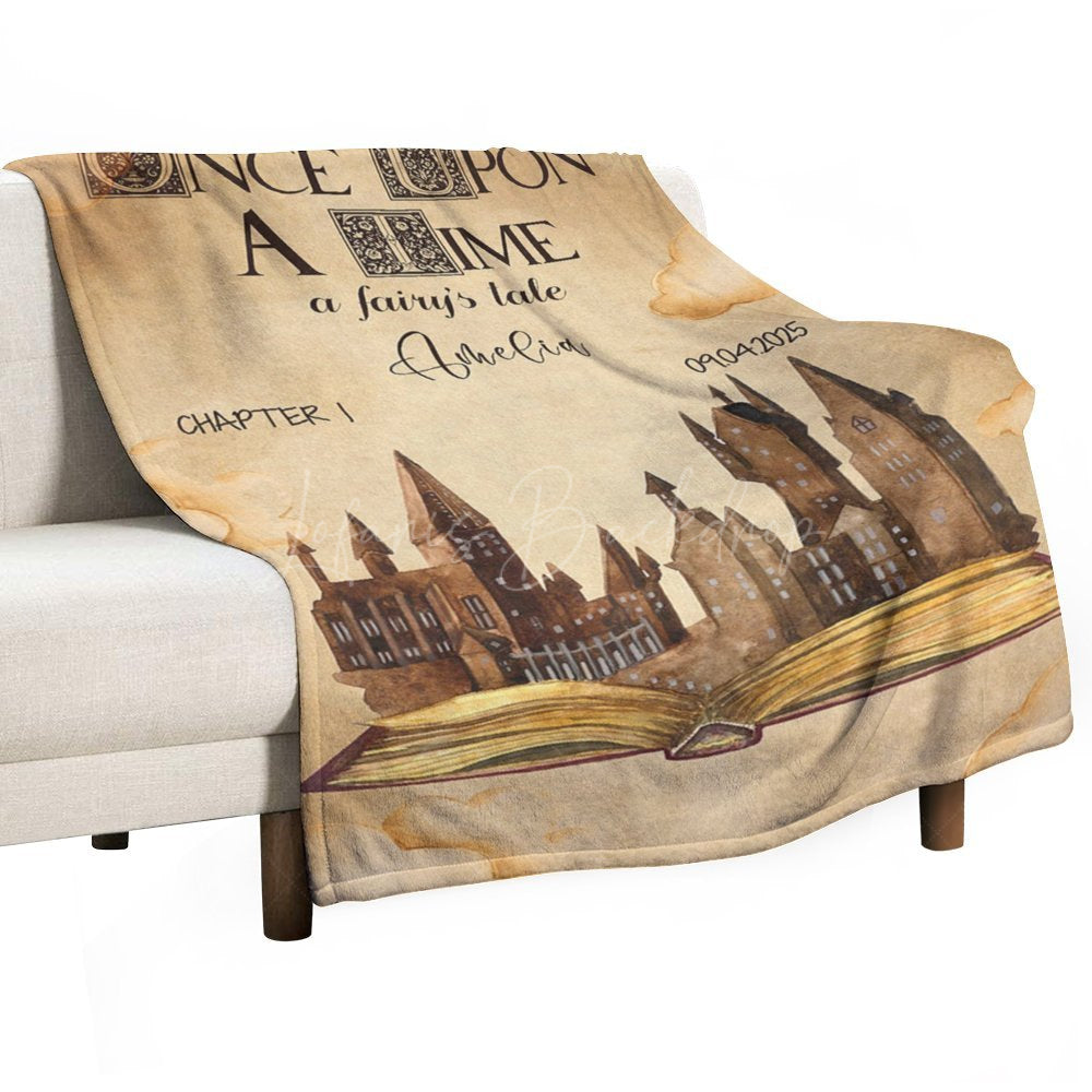 Lofaris Once Upon A Time Fairy Tale Book Custom Name Blanket