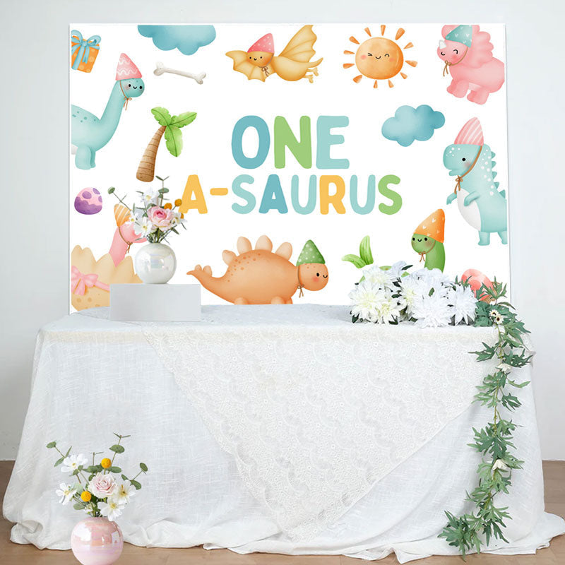 Lofaris One A Saurus Carton Dinosaur World Birthday Backdrop